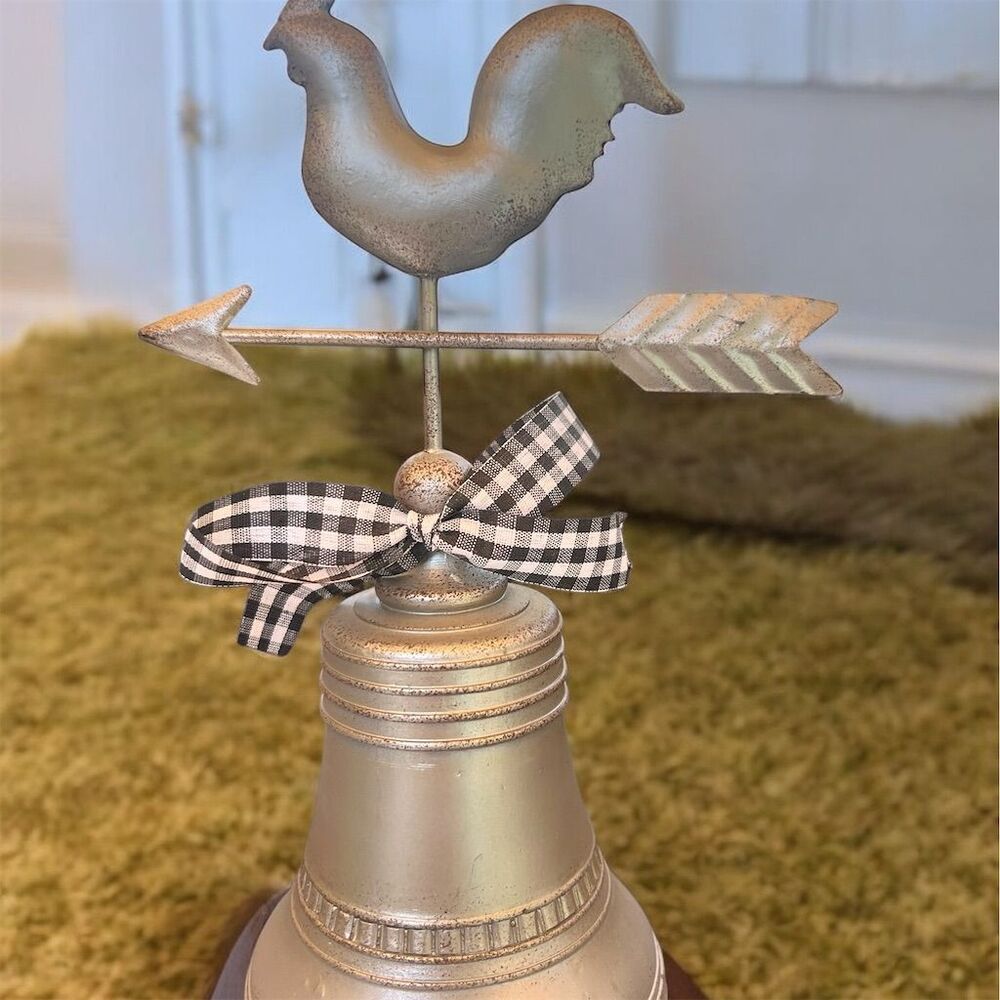 Holiday Home Rooster Weathervane Tabletop Bell Farmhouse Decor Rustic Farmcore